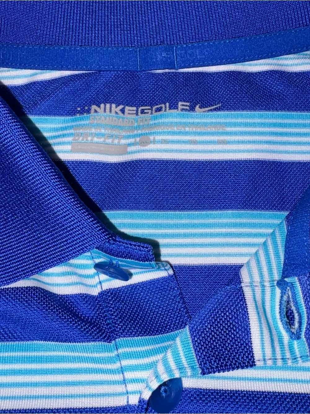 Nike Golf | Men's Dri Fit Striped Golf Polo XL Blue Light Blue White